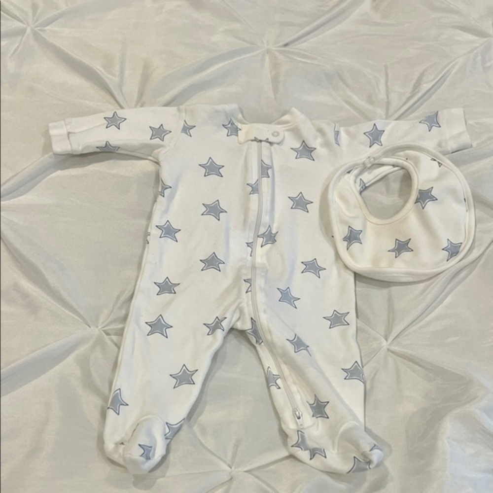 Cozy White and Blue Star Footie for Kids